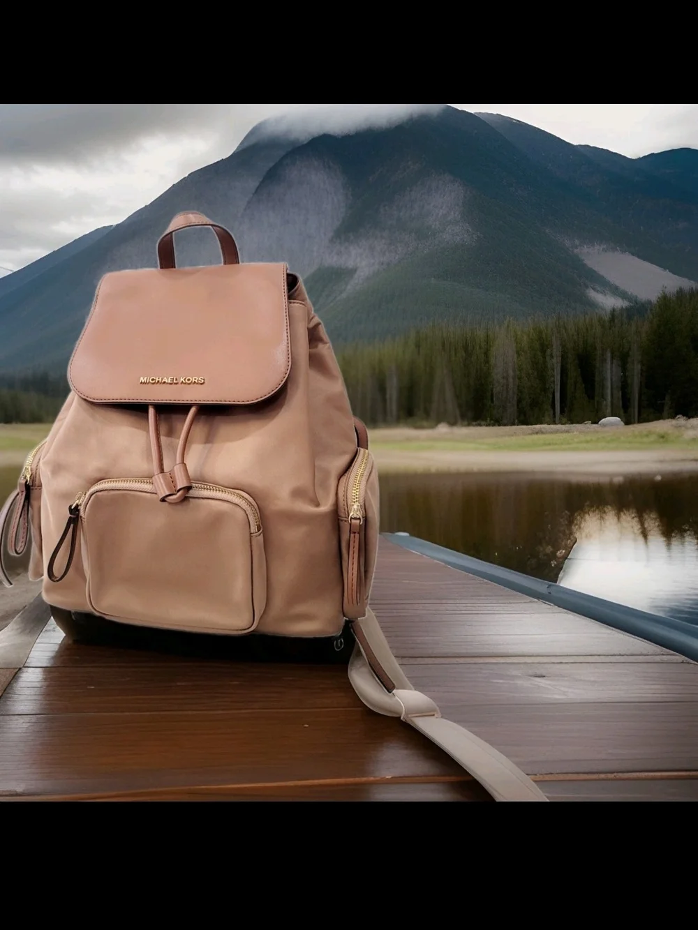 Michael Kors Tan Leather/Nylon Backpack